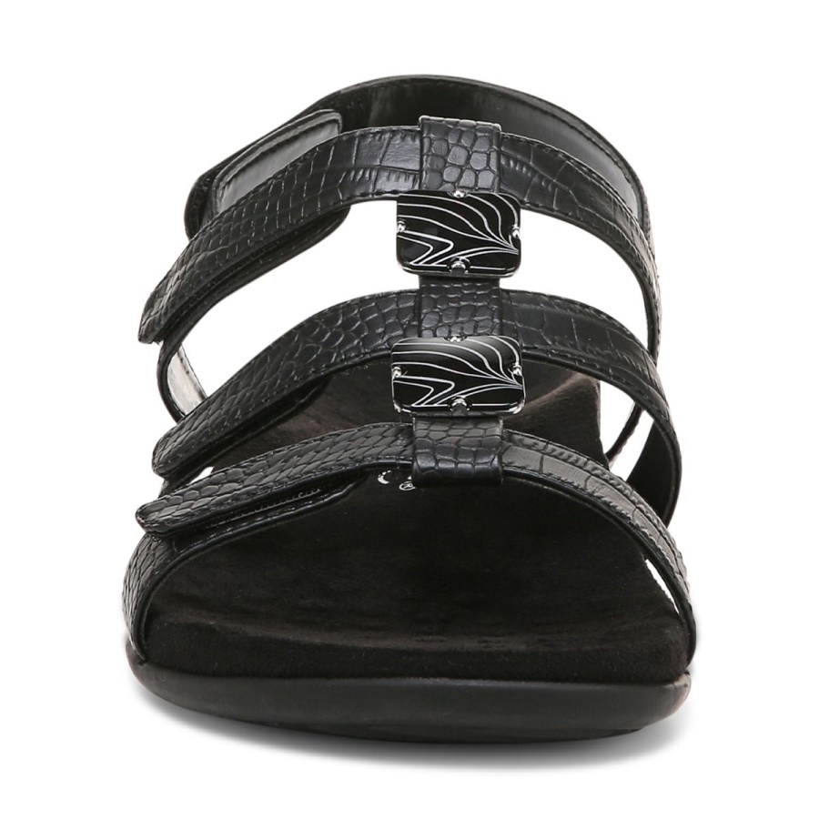 Amber Adjustable Sandal Vionic Black Crocodile
