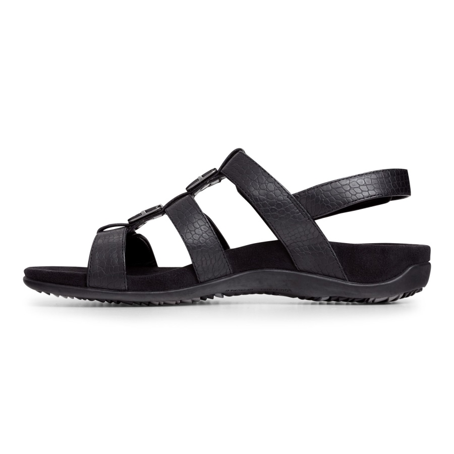 Amber Sandal Vionic Black Crocodile
