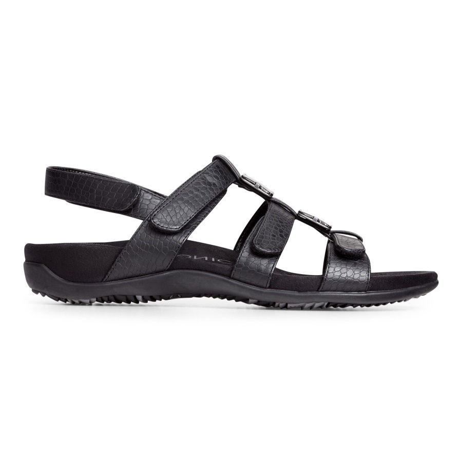Amber Sandal Vionic Black Crocodile