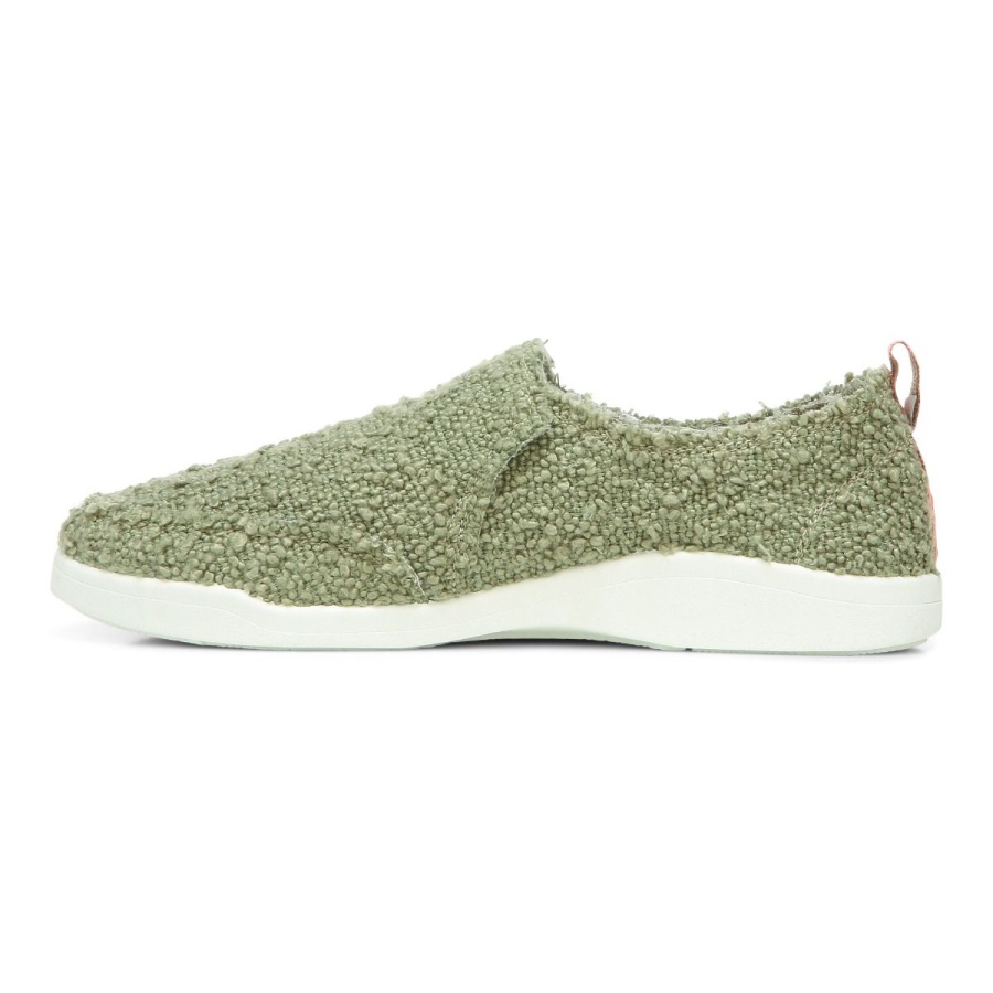 Army Green Boucle Vionic Beach Malibu Slip on Sneaker Boucle