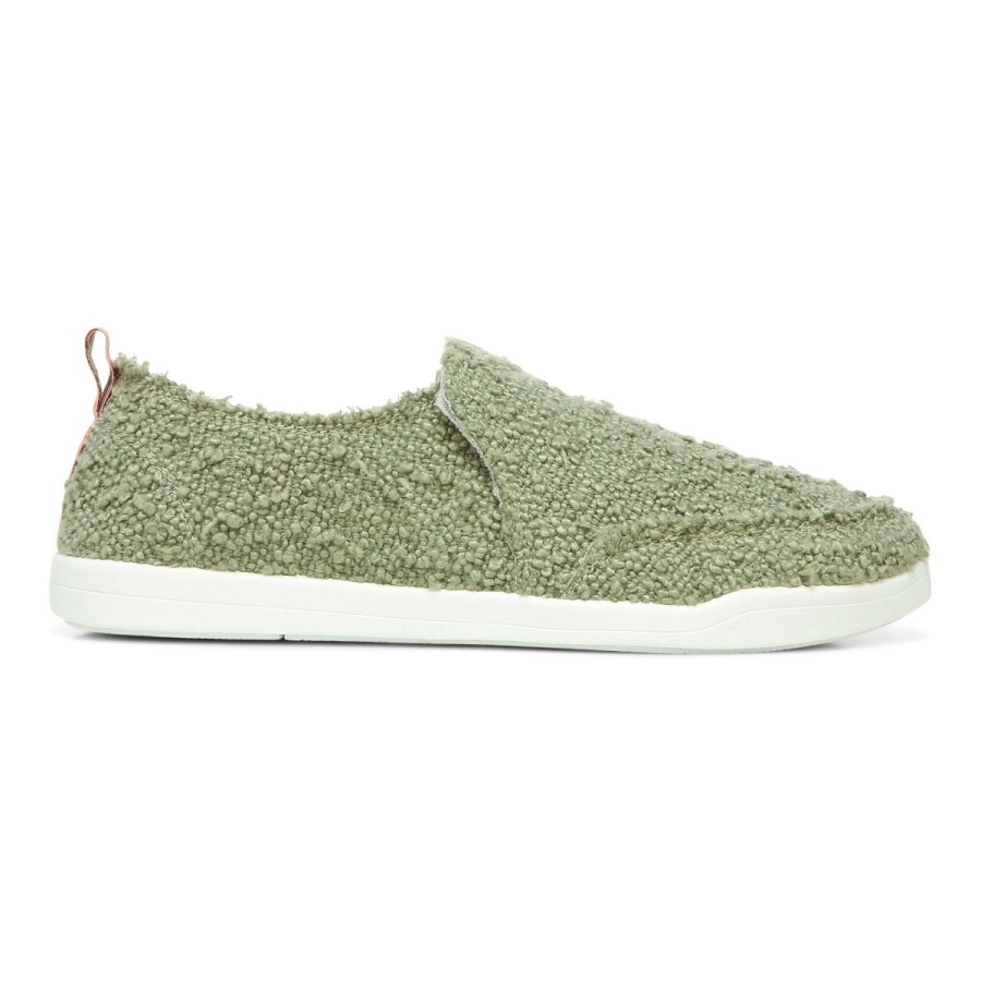Army Green Boucle Vionic Beach Malibu Slip on Sneaker Boucle