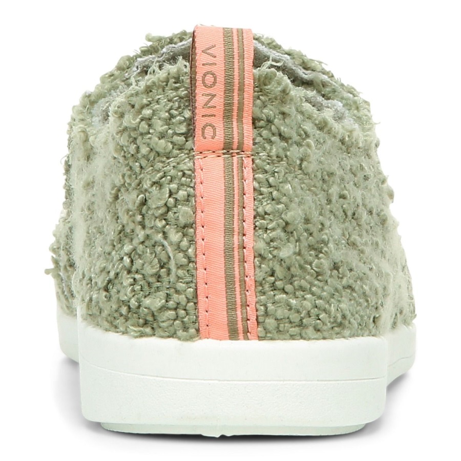 Army Green Boucle Vionic Beach Malibu Slip on Sneaker Boucle