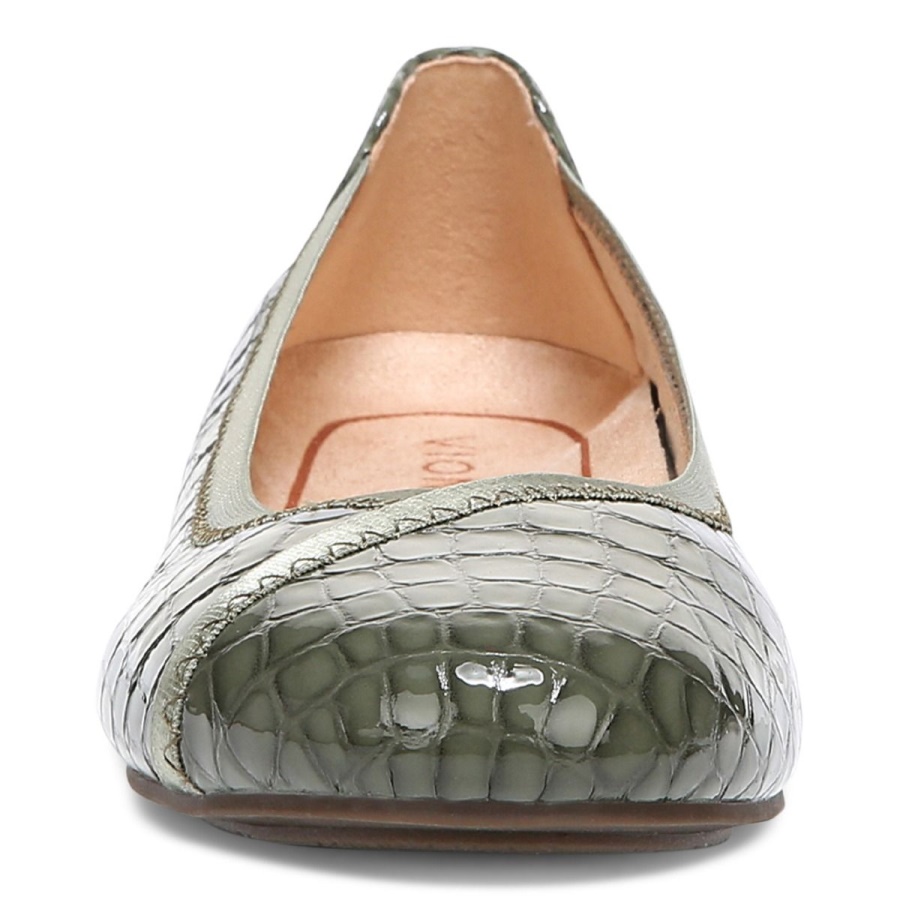 Army Green Croc Vionic Caroll Ballet Flat