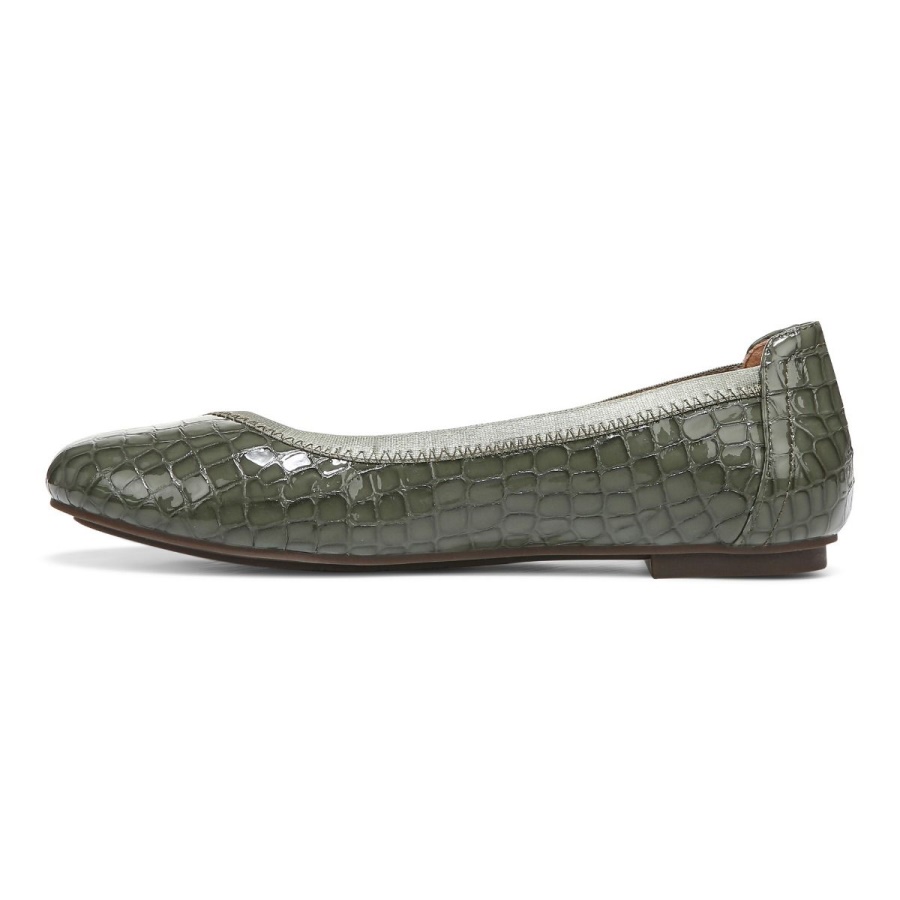 Army Green Croc Vionic Caroll Ballet Flat
