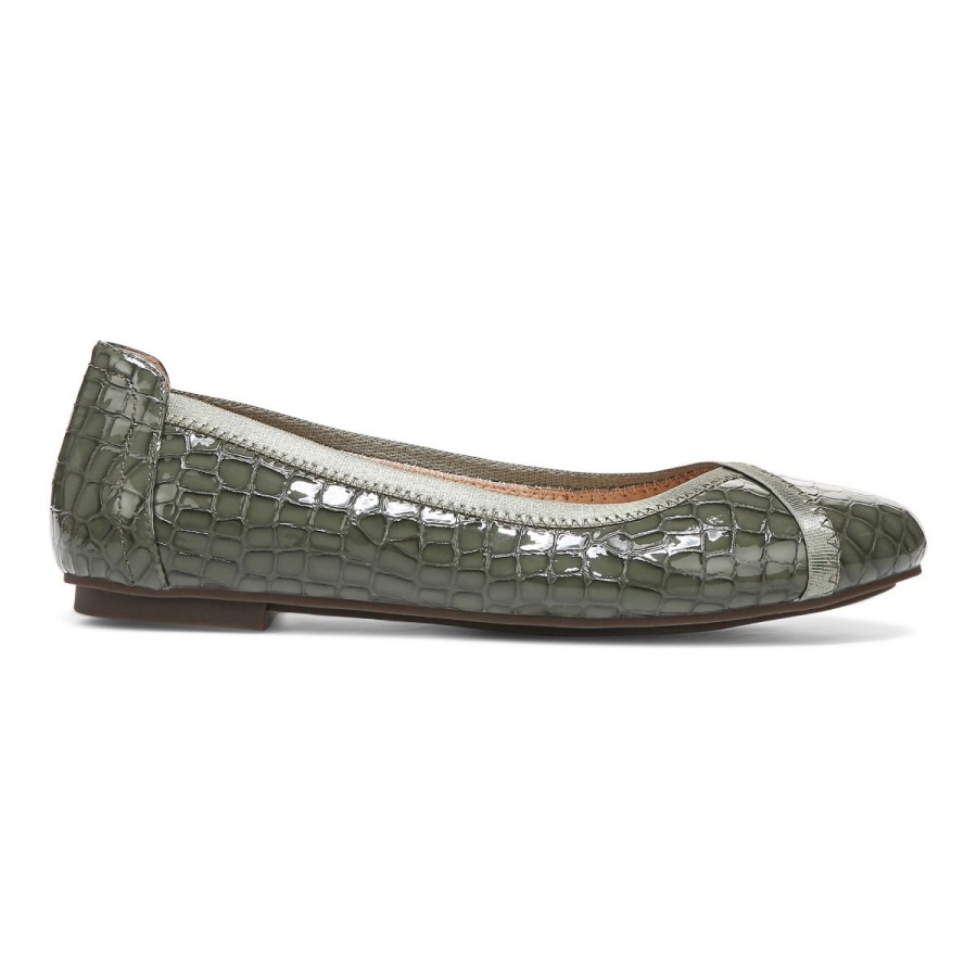 Army Green Croc Vionic Caroll Ballet Flat