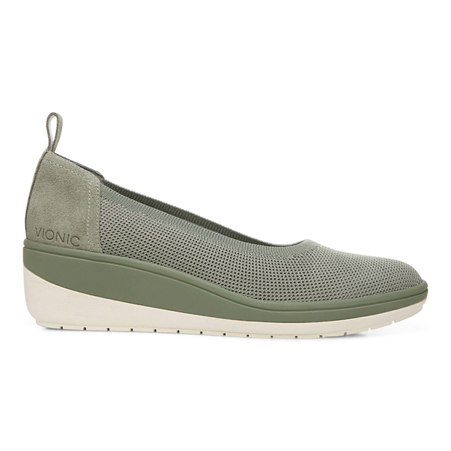 Army Green Vionic Jacey Knit Wedge