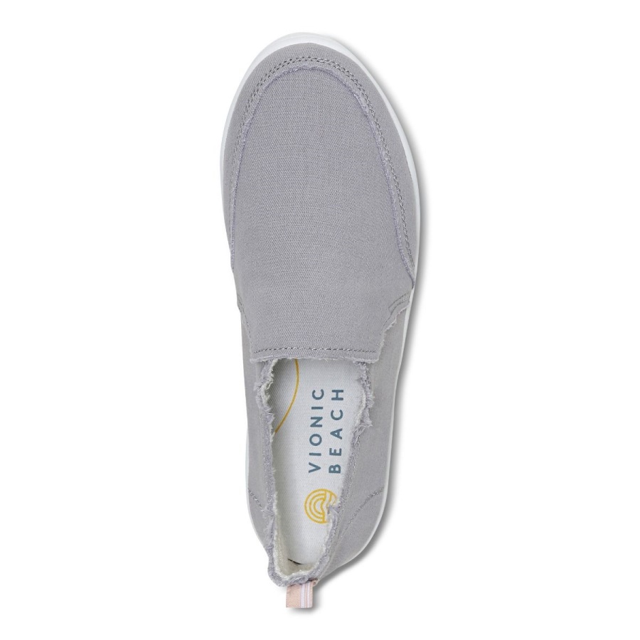 Beach Malibu Slip on Sneaker Canvas Vionic Light Grey Canvas