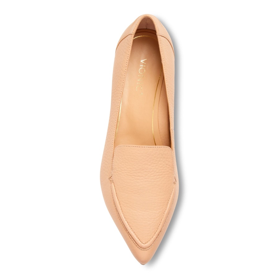 Beige Leather Vionic Noah Flat