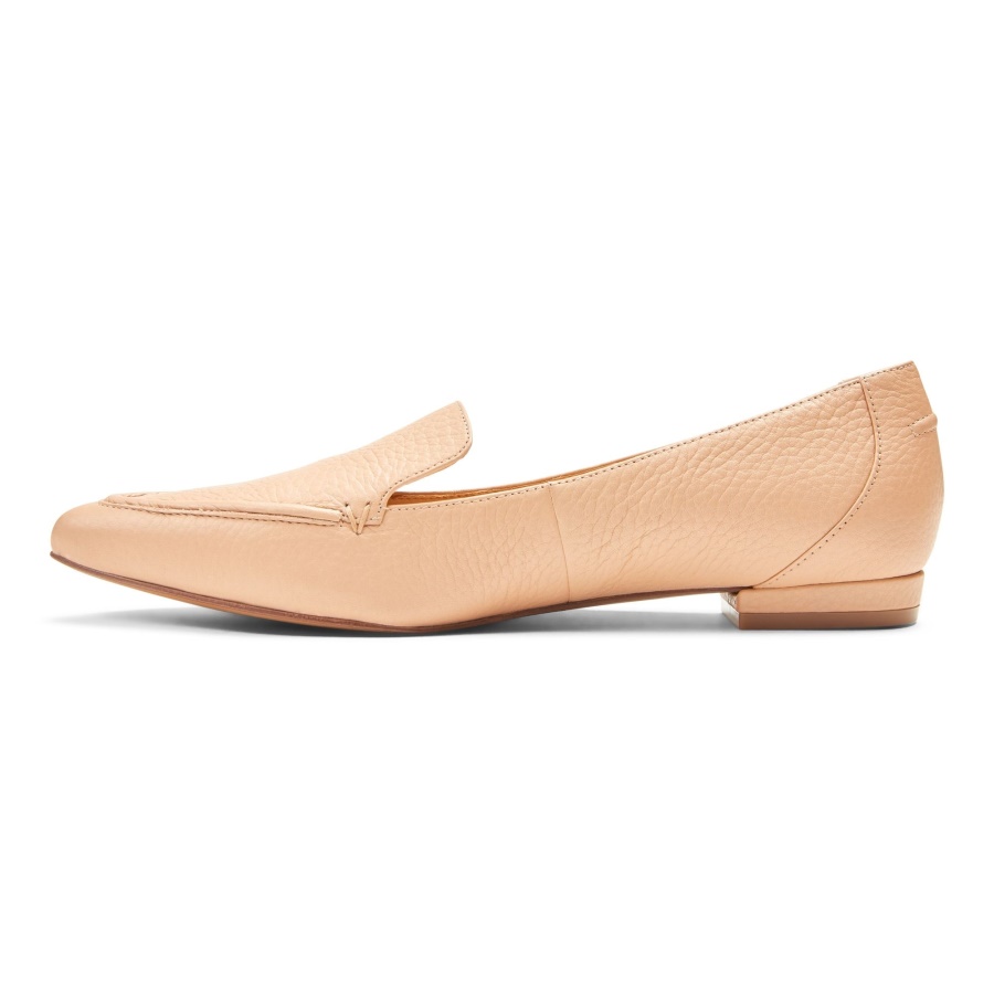 Beige Leather Vionic Noah Flat