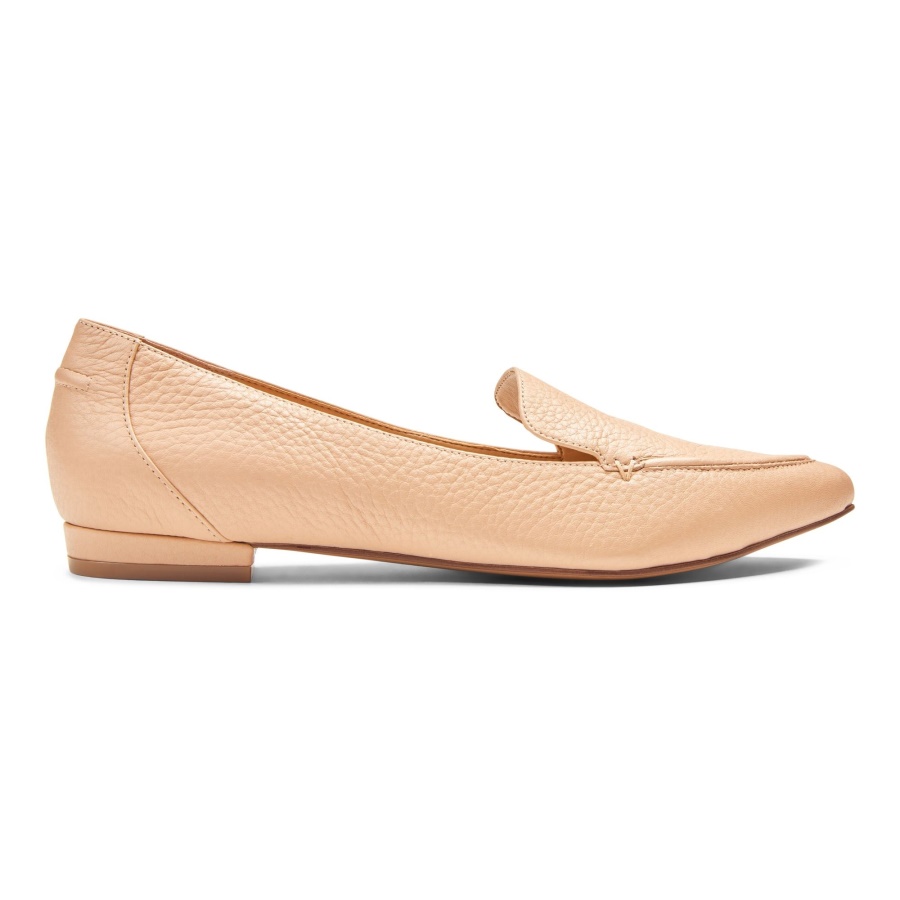 Beige Leather Vionic Noah Flat