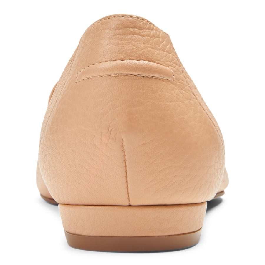 Beige Leather Vionic Noah Flat