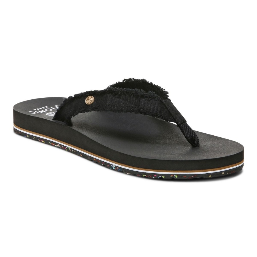 Black Beach Unwind Toe Post Sandal Vionic