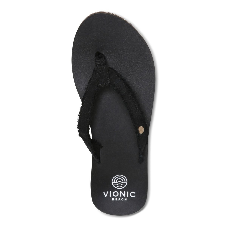 Black Beach Unwind Toe Post Sandal Vionic
