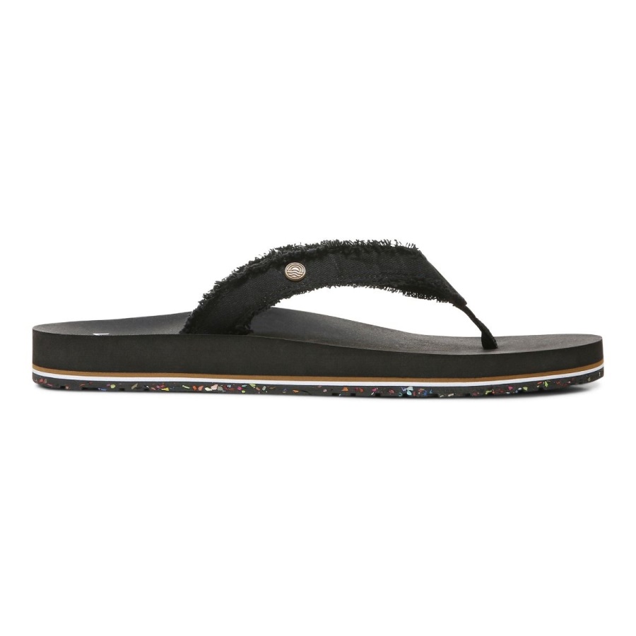 Black Beach Unwind Toe Post Sandal Vionic