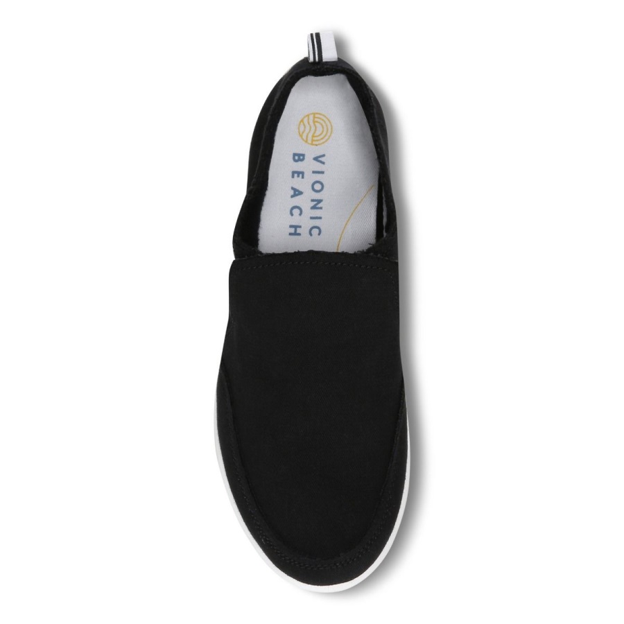 Black Canvas Vionic Beach Malibu Slip on Sneaker Canvas