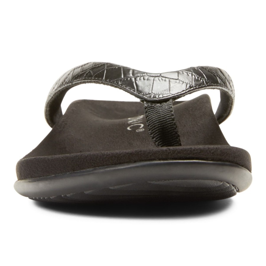 Black Croc Dillon Toe Post Sandal Vionic
