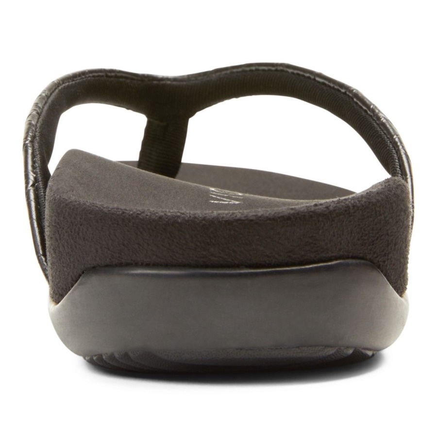 Black Croc Dillon Toe Post Sandal Vionic