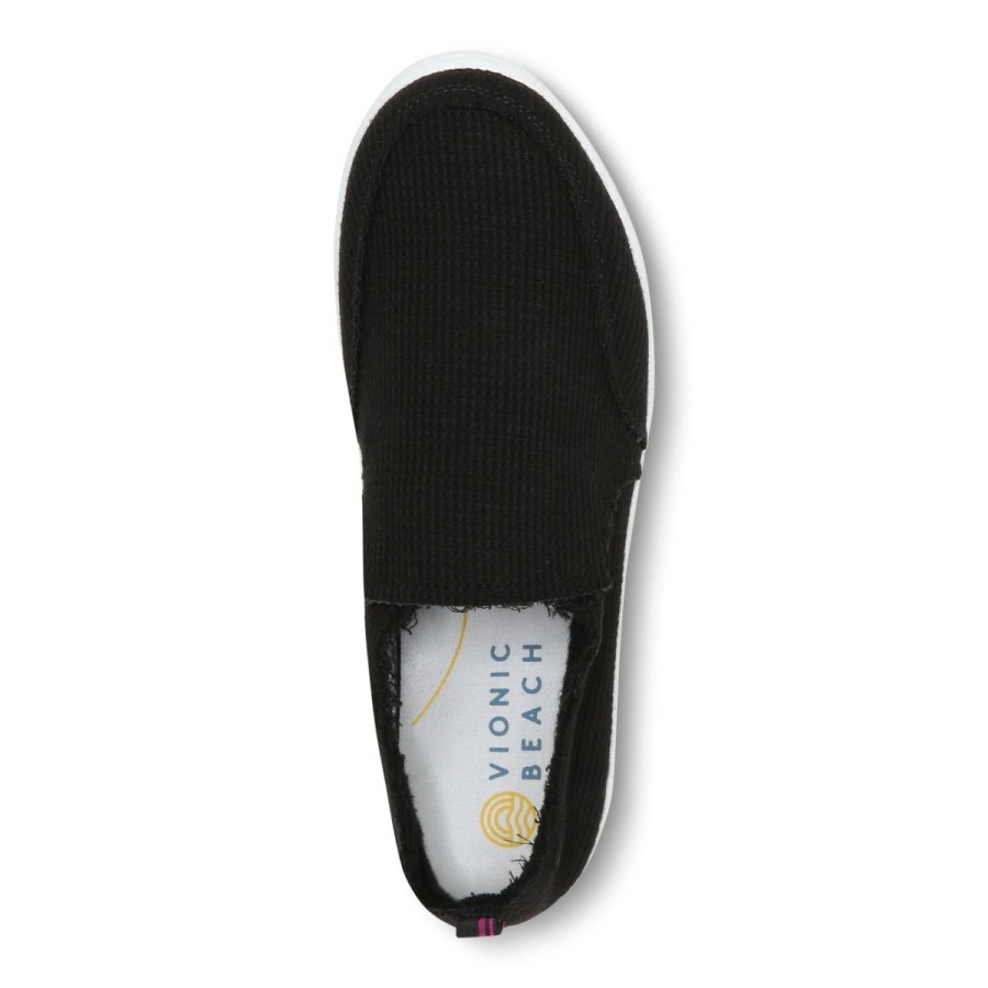 Black Knit Beach Malibu Slip on Sneaker Waffle Knit Vionic