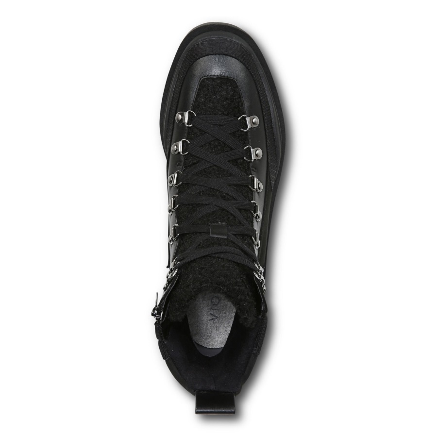 Black Leather Shearling Vionic Jaxen Boot