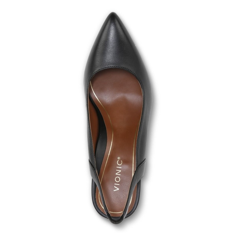 Black Leather Vionic Adalena Heel