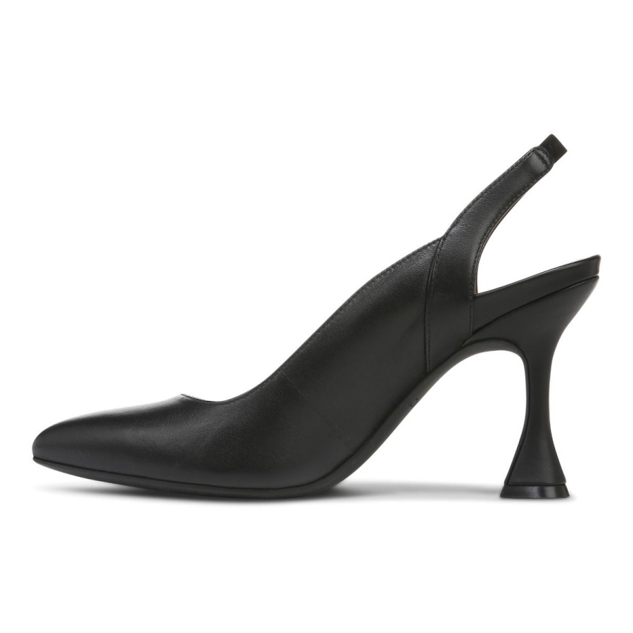 Black Leather Vionic Adalena Heel
