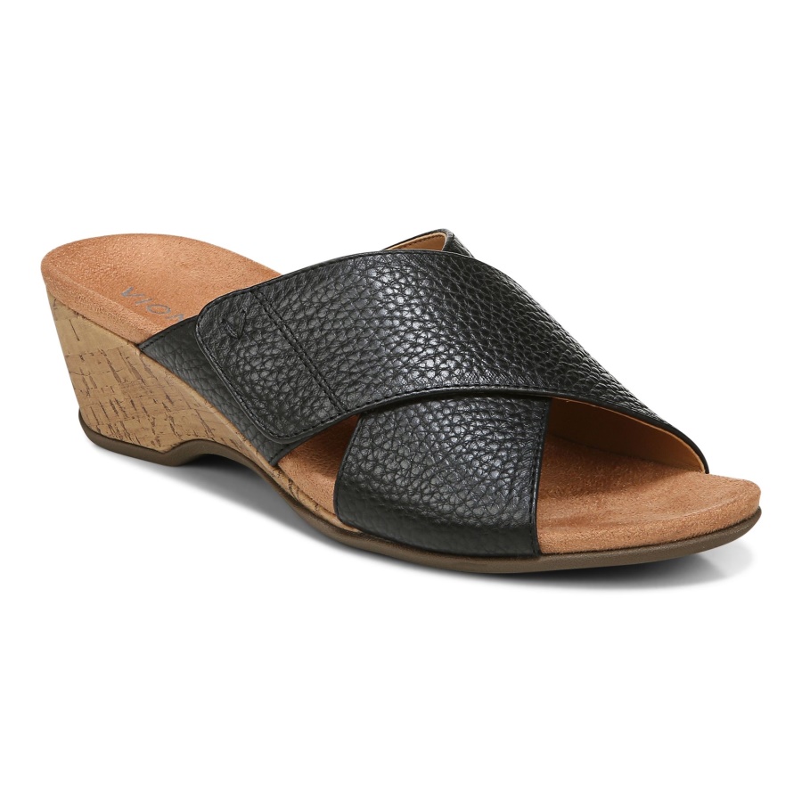 Black Leticia Wedge Sandal Vionic