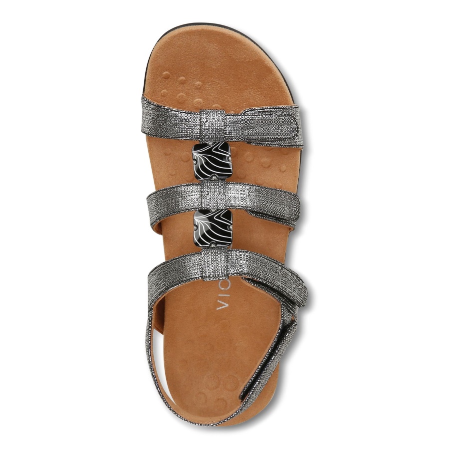 Black Metallic Amber Adjustable Sandal Vionic