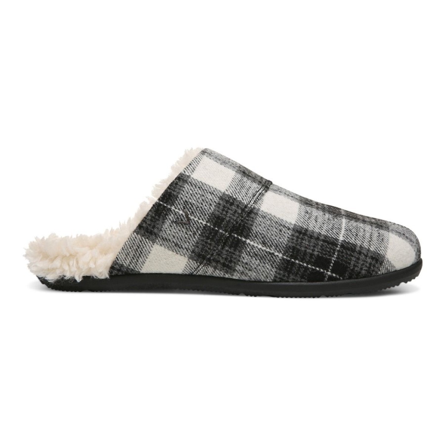 Black Plaid Alfons Mule Slipper Vionic