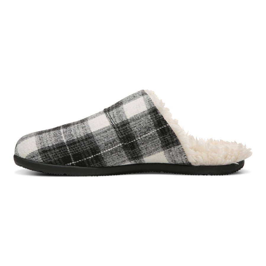 Black Plaid Alfons Mule Slipper Vionic