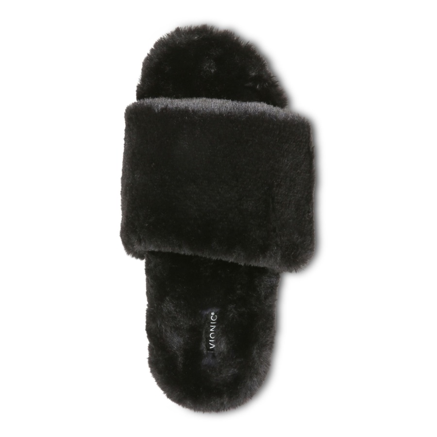 Black Plush Vionic Dream Plush Slipper
