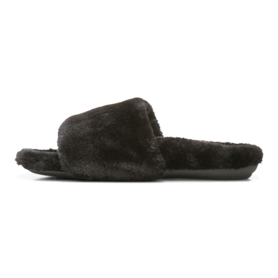 Black Plush Vionic Dream Plush Slipper