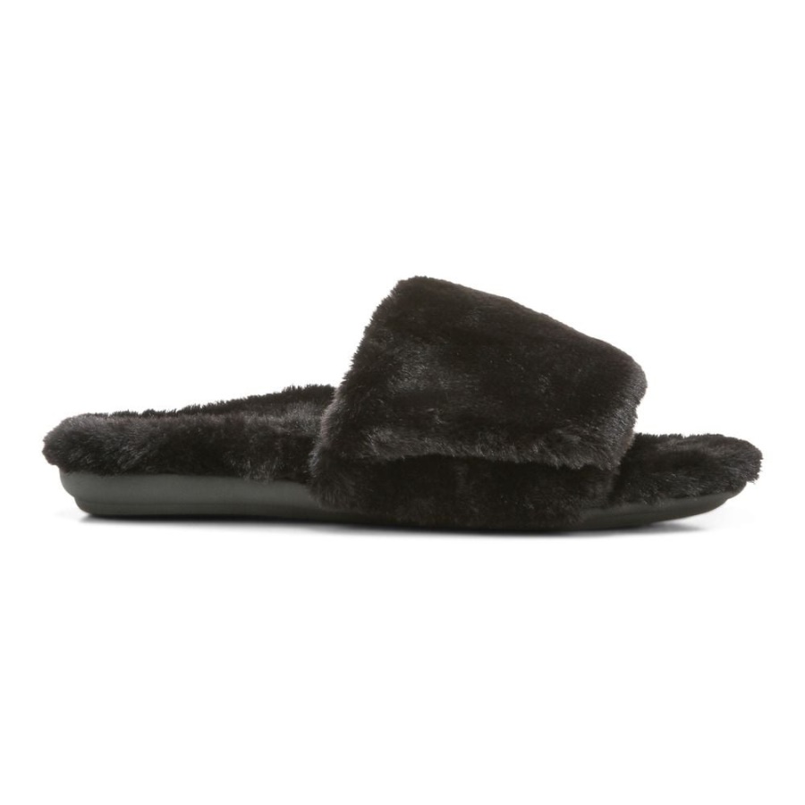 Black Plush Vionic Dream Plush Slipper