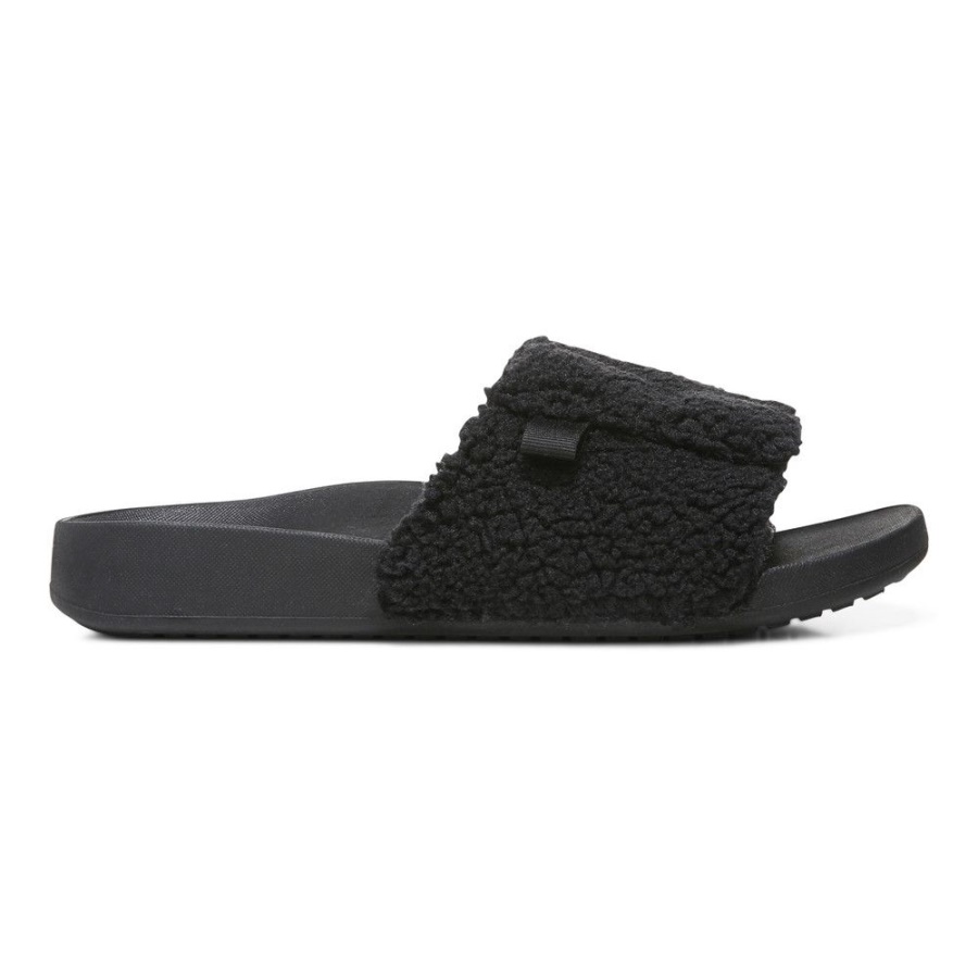 Black Shearling Keira Slide Sandal Vionic