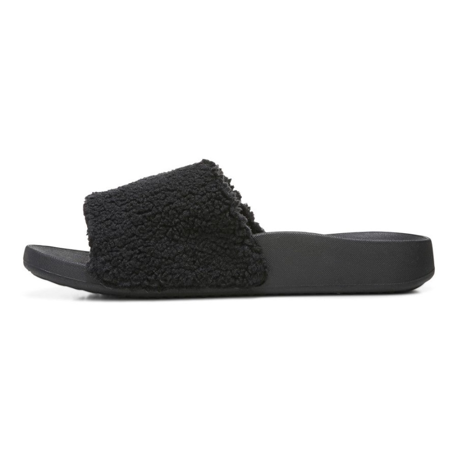 Black Shearling Keira Slide Sandal Vionic