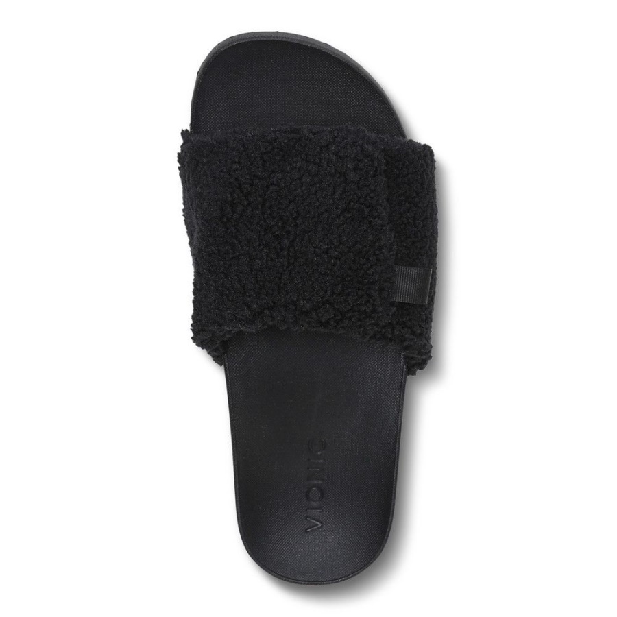 Black Shearling Keira Slide Sandal Vionic