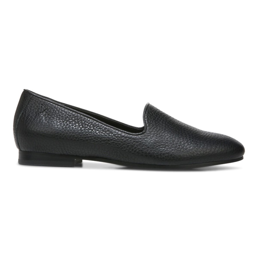 Black Tumbled Leather Willa Slip on Flat Vionic