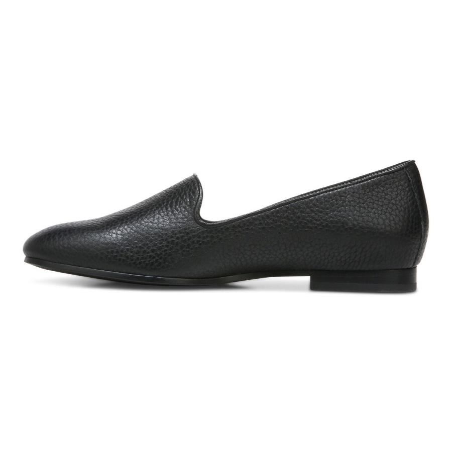 Black Tumbled Leather Willa Slip on Flat Vionic