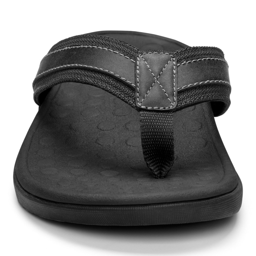 Black Vionic Men\s Tide Toe Post Sandal