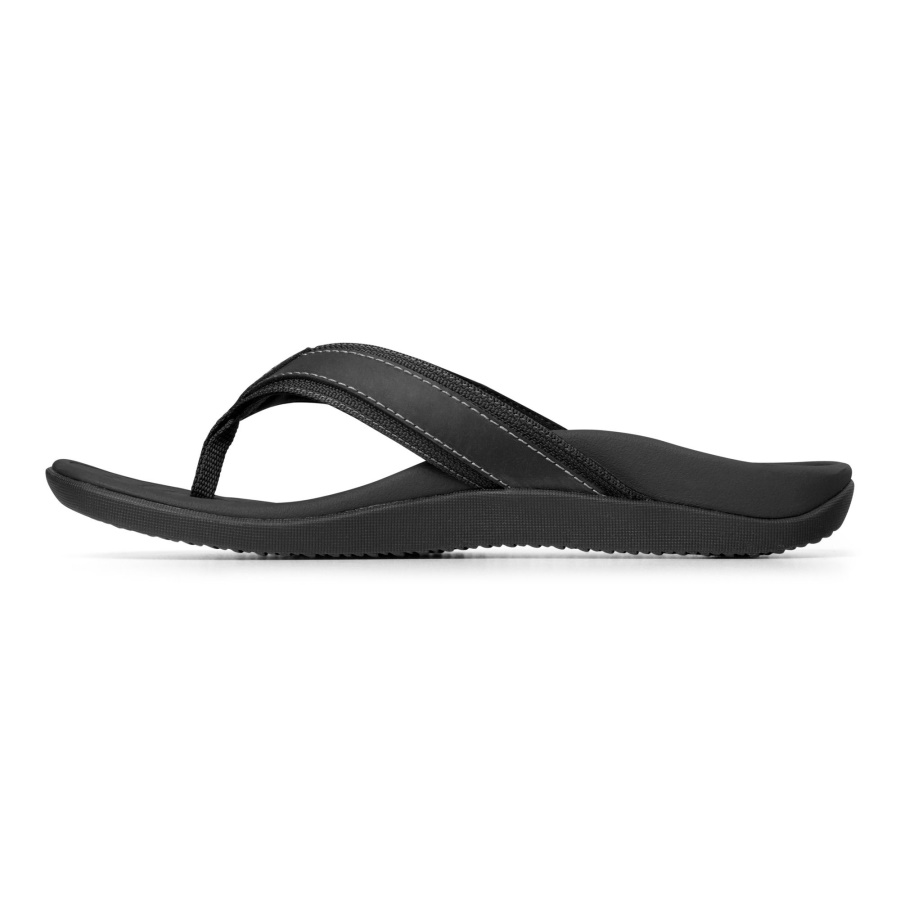 Black Vionic Men\s Tide Toe Post Sandal