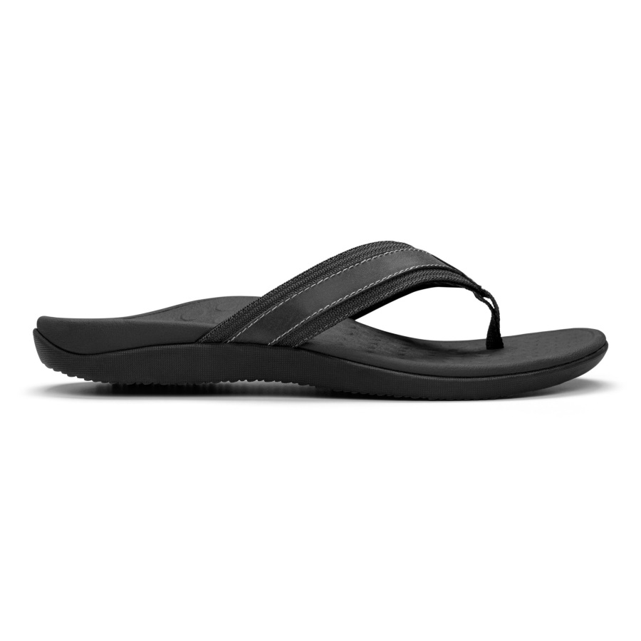 Black Vionic Men\s Tide Toe Post Sandal