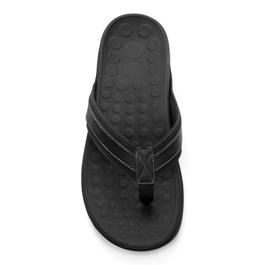 Black Vionic Men\s Tide Toe Post Sandal