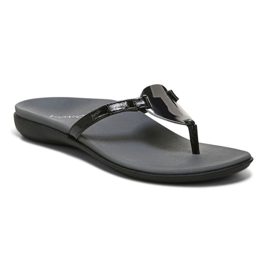 Black Vionic Raysa Toe Post Sandal