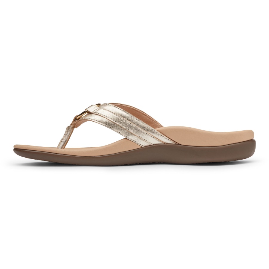 Champagne Leather Vionic Tide Aloe Toe Post Sandal