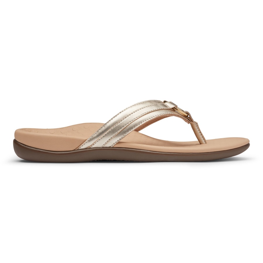 Champagne Leather Vionic Tide Aloe Toe Post Sandal