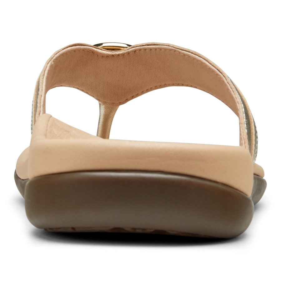 Champagne Leather Vionic Tide Aloe Toe Post Sandal