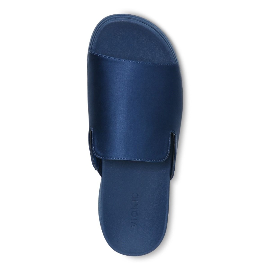 Dark Blue Satin Monica Platform Sandal Vionic