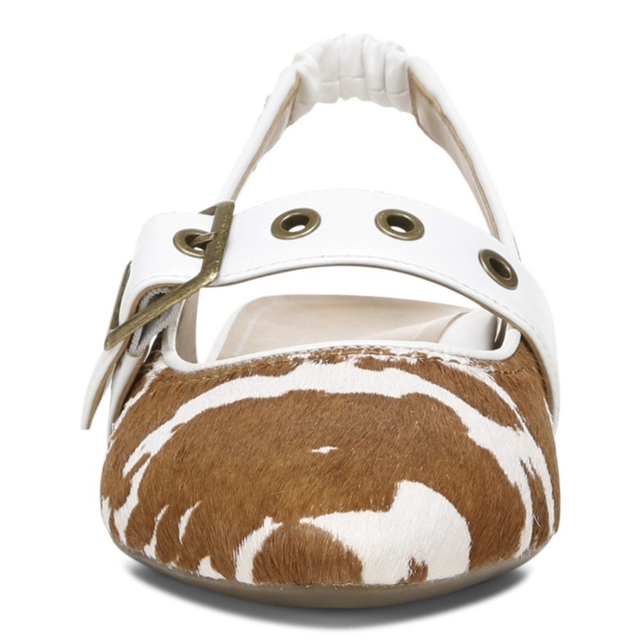 Elana Flat Vionic Brown Cow Print