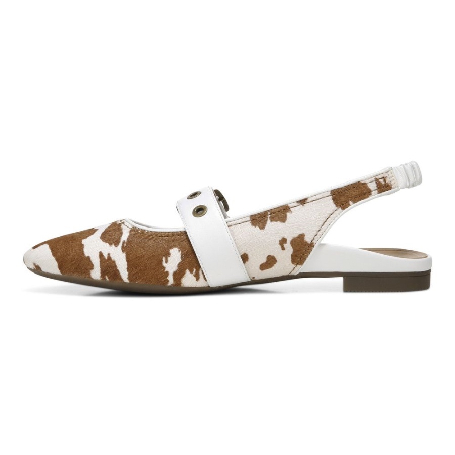 Elana Flat Vionic Brown Cow Print