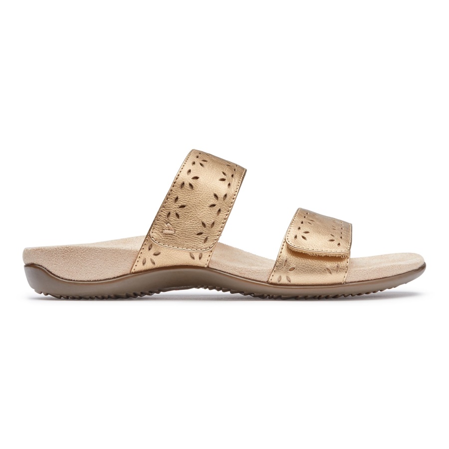 Gold Leather Randi Slide Sandal Vionic