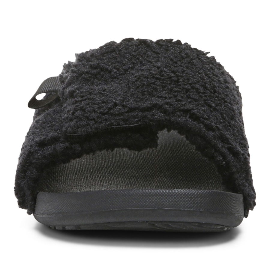 Keira Slide Sandal Vionic Black Shearling